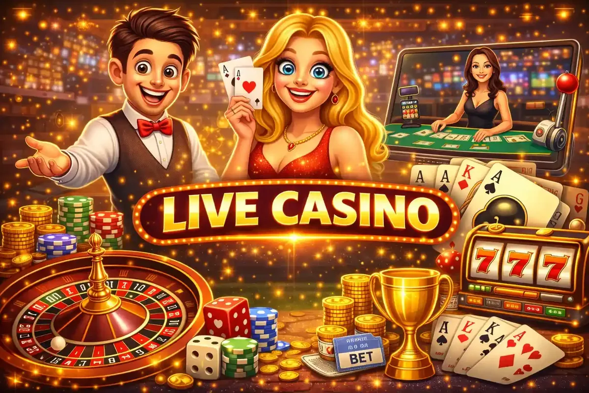 Comprehensive live casino gaming experience featuring roulette blackjack slots with enthusiastic hosts and trophy rewards