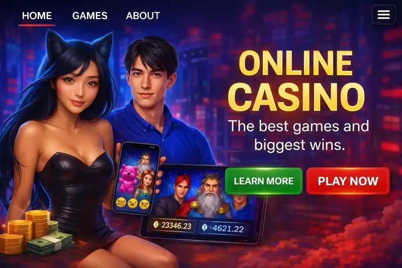 Sleek online casino website homepage displaying live casino games with professional dealers and play now call to action